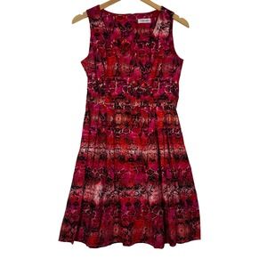 Calvin‎ Klein Womens Size 6 Snakeskin Fit Flare Dress Cocktail Evening
